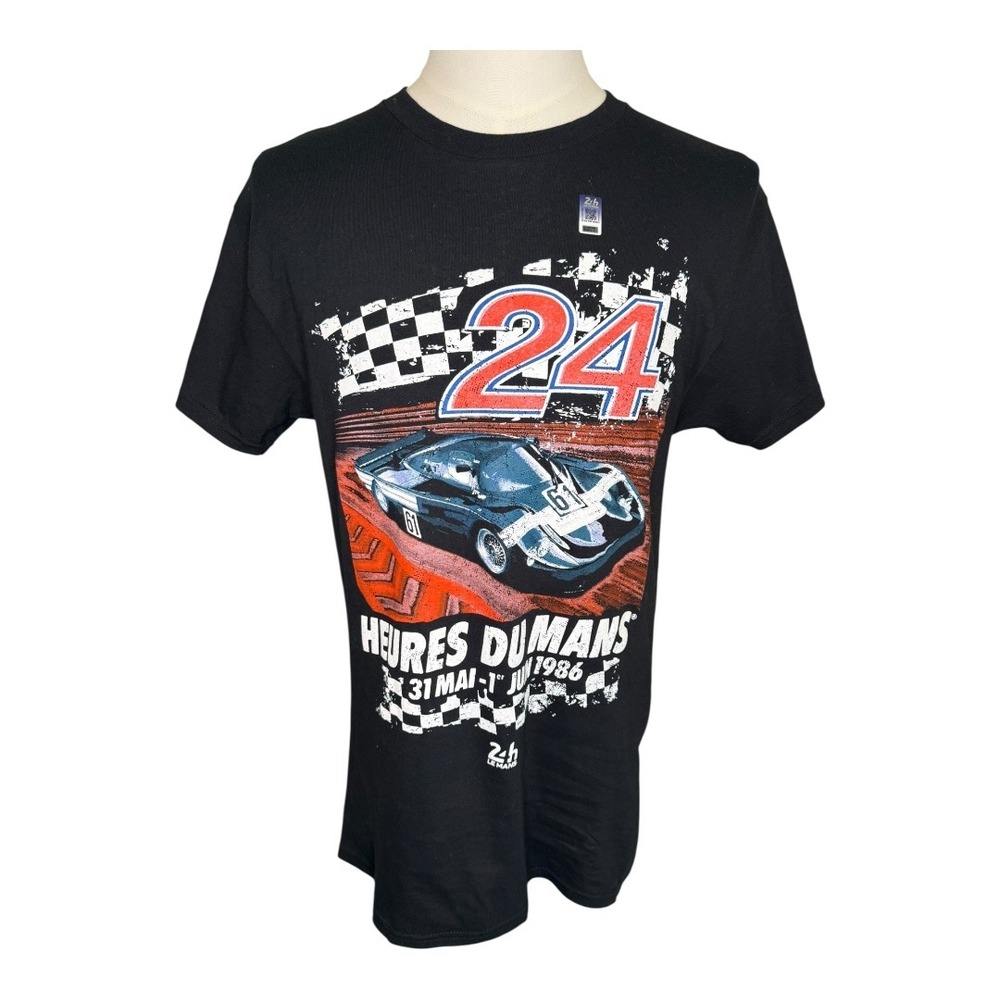 24 Heures Du Mans‎ Race Car Graphic T-Shirt Black Racing Tee Medium Official NWT
